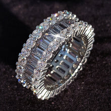 Load image into Gallery viewer, Gold Plated Stainless Steel Simulated Emerald Cut Eternity Band Ring MariaKinz