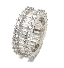 Load image into Gallery viewer, Gold Plated Stainless Steel Simulated Emerald Cut Eternity Band Ring MariaKinz
