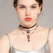 Load image into Gallery viewer, Layered Black Choker Fashion Necklace With Star Pendants by MariaKinz MariaKinz