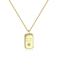 Load image into Gallery viewer, MariaKinz 14K Gold Plated Sterling Silver Yours Truly Bar Star Necklace MariaKinz