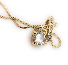 Load image into Gallery viewer, MariaKinz: 18K Gold Plated Alloy CZ Diamond Cut Criss Cross Necklace MariaKinz