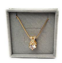 Load image into Gallery viewer, MariaKinz: 18K Gold Plated Alloy CZ Diamond Cut Criss Cross Necklace MariaKinz
