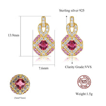 Load image into Gallery viewer, MariaKinz 925 Stamped Gold Plated Created Ruby Cluster Infinity Earrings for Women MariaKinz