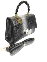 Load image into Gallery viewer, MariaKinz Black VEGAN Leather Embossed Texture Shoulder/Crossbody Handbags MariaKinz