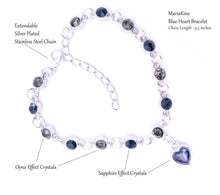 Load image into Gallery viewer, MariaKinz Blue Heart Crystal Bracelet for Women, Girls MariaKinz
