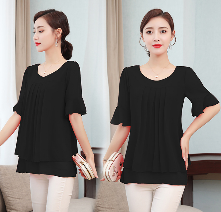Women's Work Tops Chiffon Shirt Long Sleeve Keyhole Neck