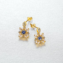 Load image into Gallery viewer, MariaKinz Designer Created Sapphire Silver Starling Drop Earrings for Women MariaKinz