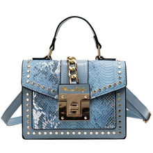 Load image into Gallery viewer, MariaKinz Fashion Bag: Square Crossbody/Shoulder with Top Handle Blue Bag MariaKinz

