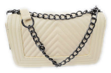 Load image into Gallery viewer, MariaKinz Faux Leather Off White Chevron Shoulder/Crossbody Quilted Bag and Purse MariaKinz