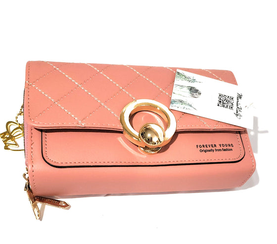MariaKinz Forever Synthetic Leather Clutch Purse with Crossbody Shoulder Strap Dusty Rose MariaKinz