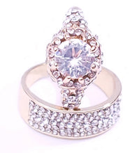 Load image into Gallery viewer, MariaKinz Gold Plated Paved &amp; Oval CZ Diamond Halo Ring with Band MariaKinz
