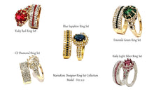 Load image into Gallery viewer, MariaKinz Gold Plated Paved &amp; Oval CZ Diamond Halo Ring with Band MariaKinz