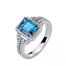 Load image into Gallery viewer, MariaKinz Gold Plated Silver A+ CZ t.w. Emerald Cut Topaz Created Ring MariaKinz
