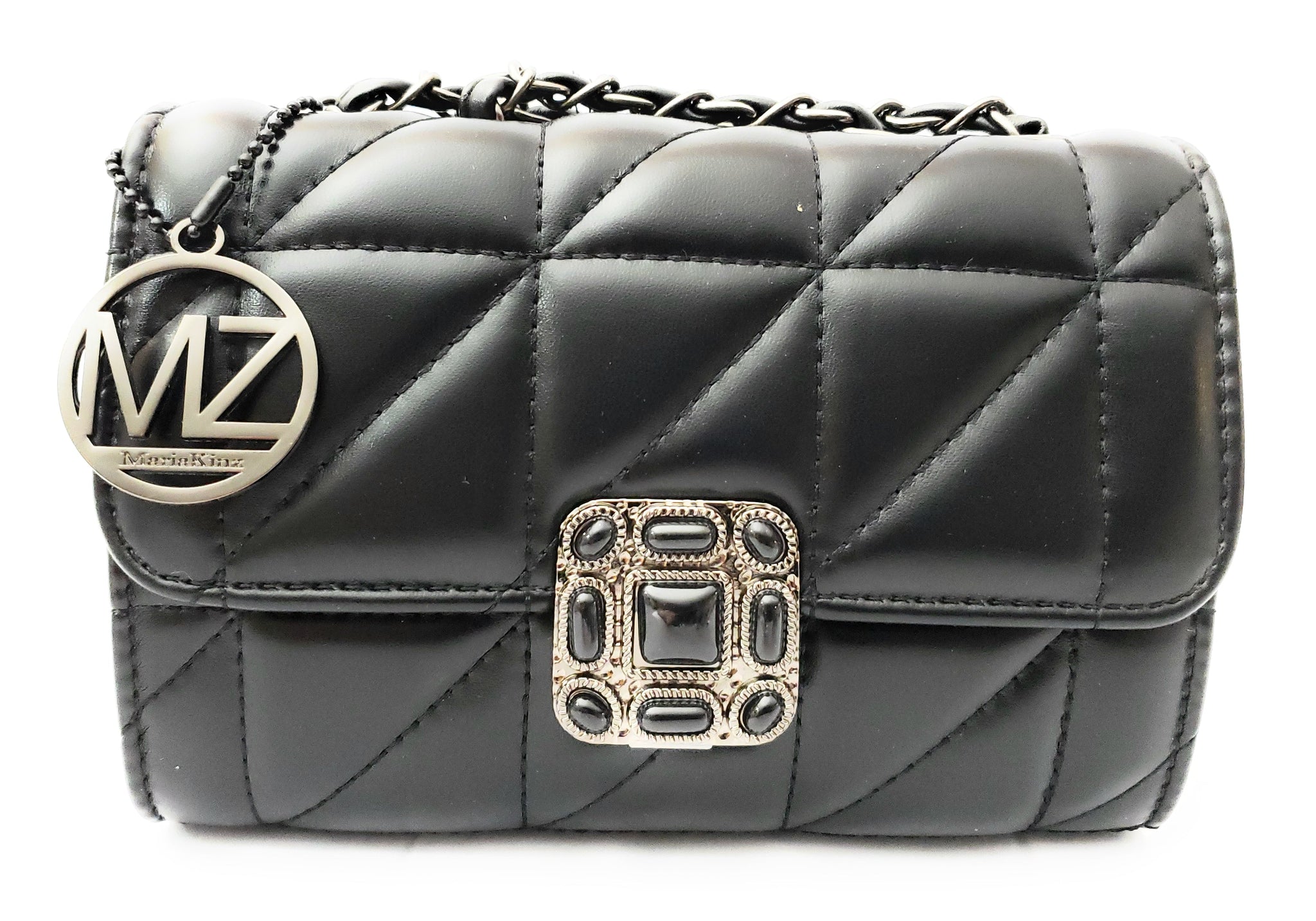 MariaKinz Leather Shoulder/Crossbody Quilted Bag and Mid Size Black Pu