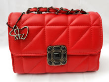 Load image into Gallery viewer, MariaKinz Leather Shoulder/Crossbody Quilted Bag and Mid Size Red Purse with Convertible Chain Strap MariaKinz
