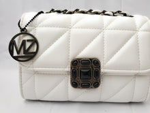 Load image into Gallery viewer, MariaKinz Leather Shoulder/Crossbody Quilted Bag and Mid Size White Purse with Convertible Chain Strap MariaKinz