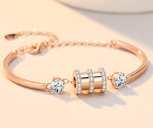 Load image into Gallery viewer, MariaKinz Rose Gold plated 925 Stamped Silver CZ Barrel Bracelet MariaKinz