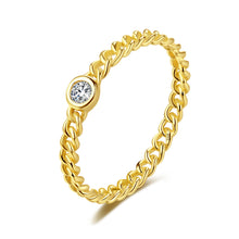 Load image into Gallery viewer, MariaKinz Stackable Life Link Ring14K Gold Plated Stamped 925 Sterling Silver MariaKinz