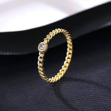 Load image into Gallery viewer, MariaKinz Stackable Life Link Ring14K Gold Plated Stamped 925 Sterling Silver MariaKinz