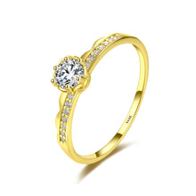 Load image into Gallery viewer, MariaKinz Stackable Solitaire Ring14K Gold Plated Stamped 925 Sterling Silver MariaKinz
