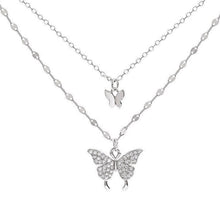 Load image into Gallery viewer, MariaKinz Sterling Silver Choker Butterfly Layered Necklace for Women MariaKinz