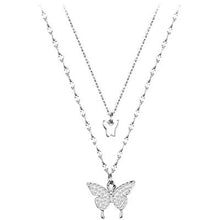 Load image into Gallery viewer, MariaKinz Sterling Silver Choker Butterfly Layered Necklace for Women MariaKinz