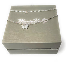 Load image into Gallery viewer, MariaKinz Sterling Silver Choker Butterfly Layered Necklace for Women MariaKinz
