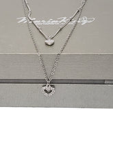 Load image into Gallery viewer, MariaKinz Sterling Silver Choker Heart Layered Necklace MariaKinz
