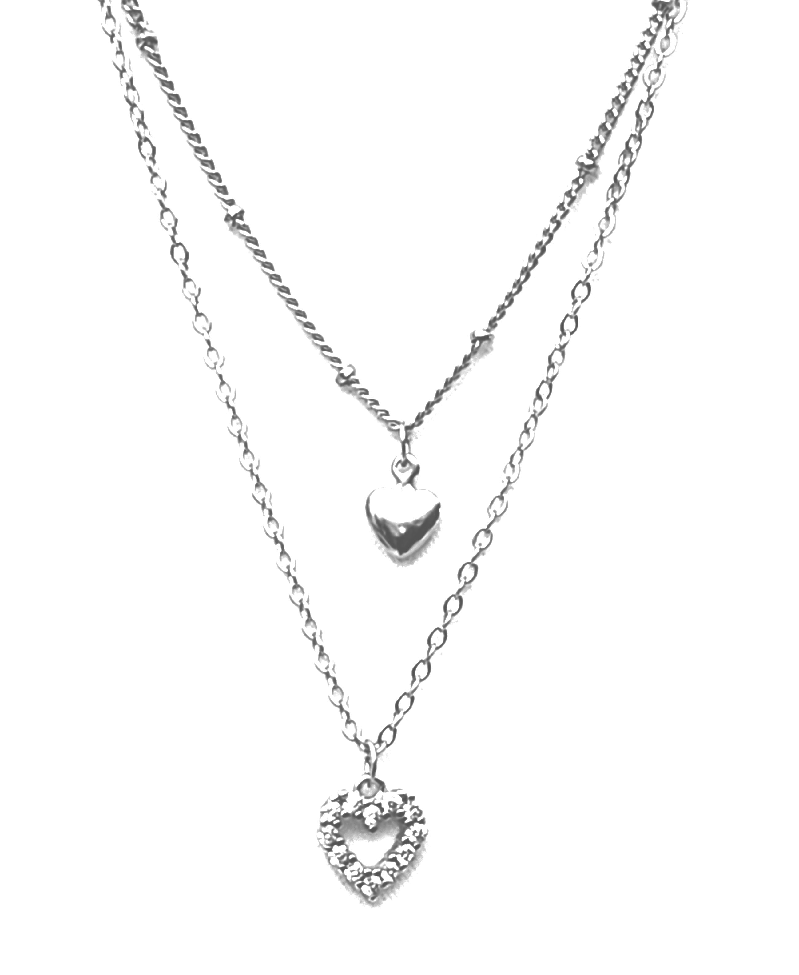 MariaKinz Sterling Silver Choker Heart Layered Necklace