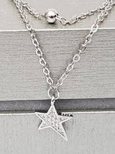 Load image into Gallery viewer, MariaKinz Sterling Silver Choker Star Layered Necklace MariaKinz