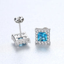 Load image into Gallery viewer, MariaKinz Sterling Silver Princes Swiss Blue Topaz Earrings MariaKinz