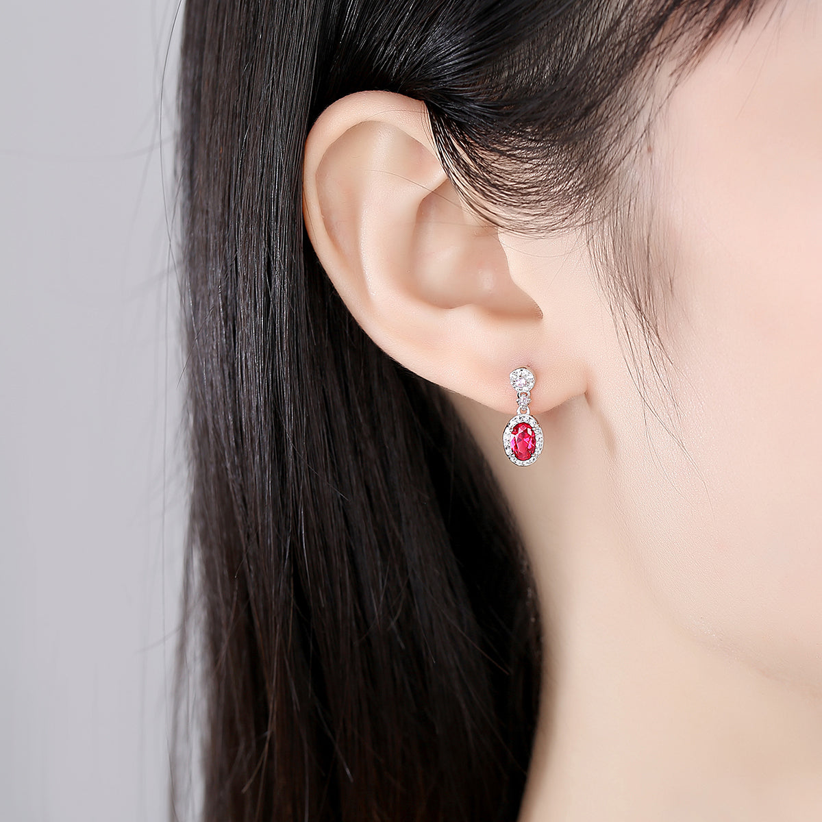 MariaKinz Sterling Silver Ruby Drop Earrings for Women