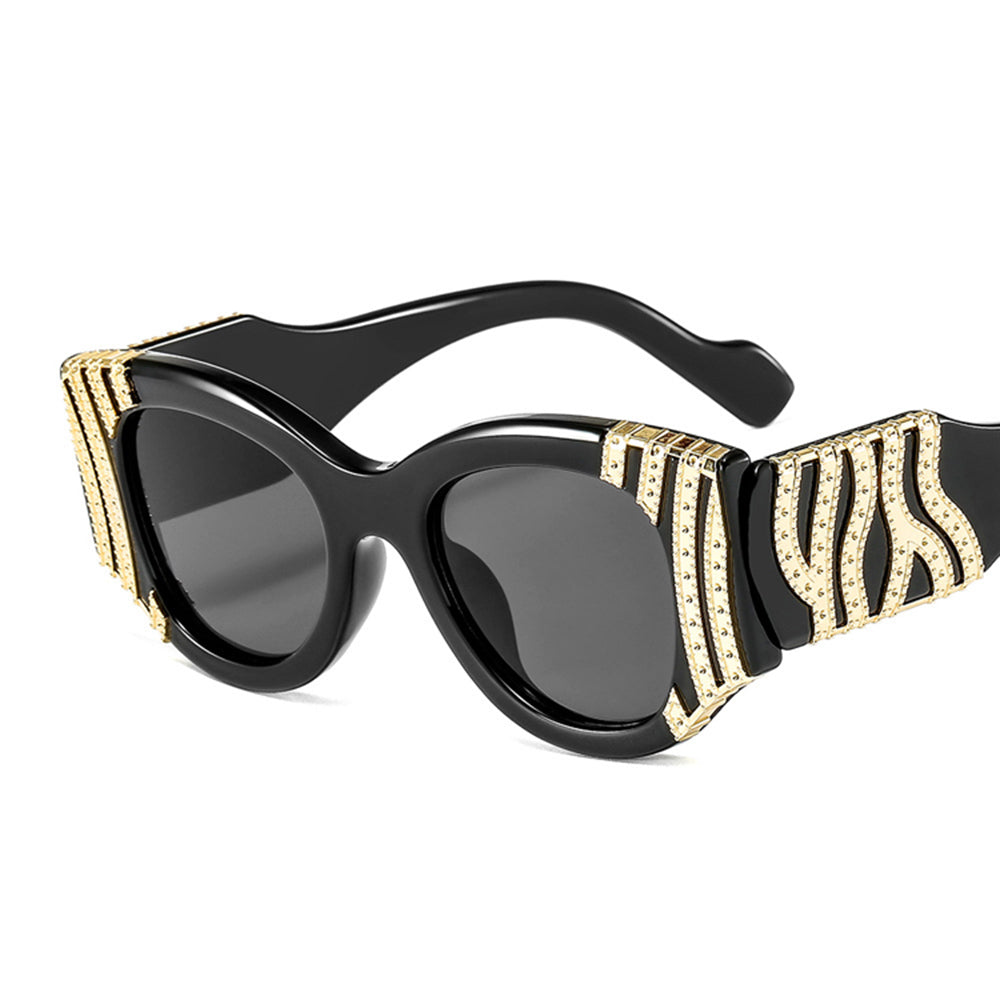 MariaKinz Sunglasses: Gold Wave Oversized Cat Eye Sunglasses