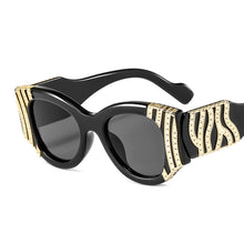 Load image into Gallery viewer, MariaKinz Sunglasses: Gold Wave Oversized Cat Eye Sunglasses MariaKinz
