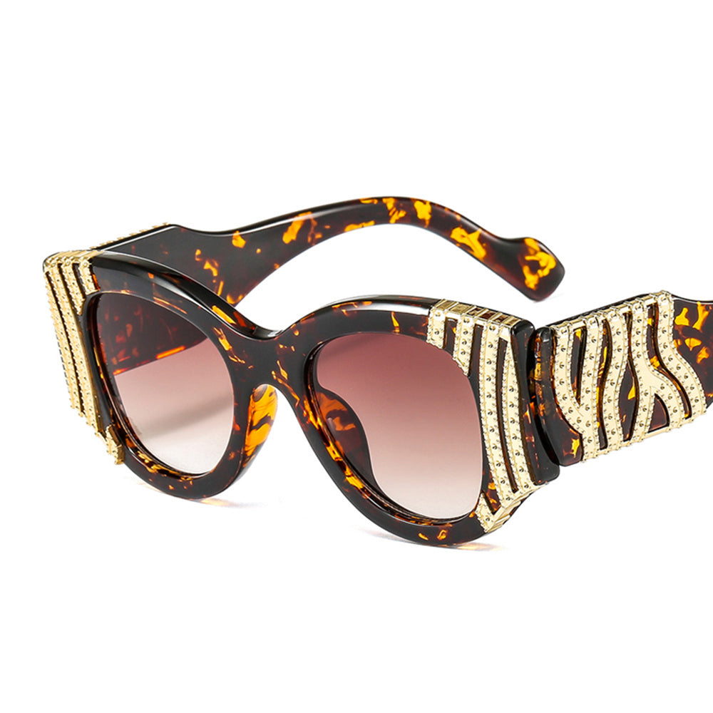 MariaKinz Sunglasses: Gold Wave Oversized Cat Eye Sunglasses