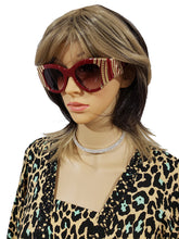 Load image into Gallery viewer, MariaKinz Sunglasses: Gold Wave Oversized Cat Eye Sunglasses MariaKinz