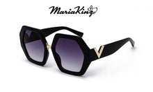 Load image into Gallery viewer, MariaKinz Sunglasses: Versa Black and Gray Gradient Lens Oversized Sunglasses MariaKinz
