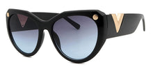 Load image into Gallery viewer, MariaKinz Sunglasses: Versa Cat Eye Oversized Sunglasses Black/Blue Gradient MariaKinz
