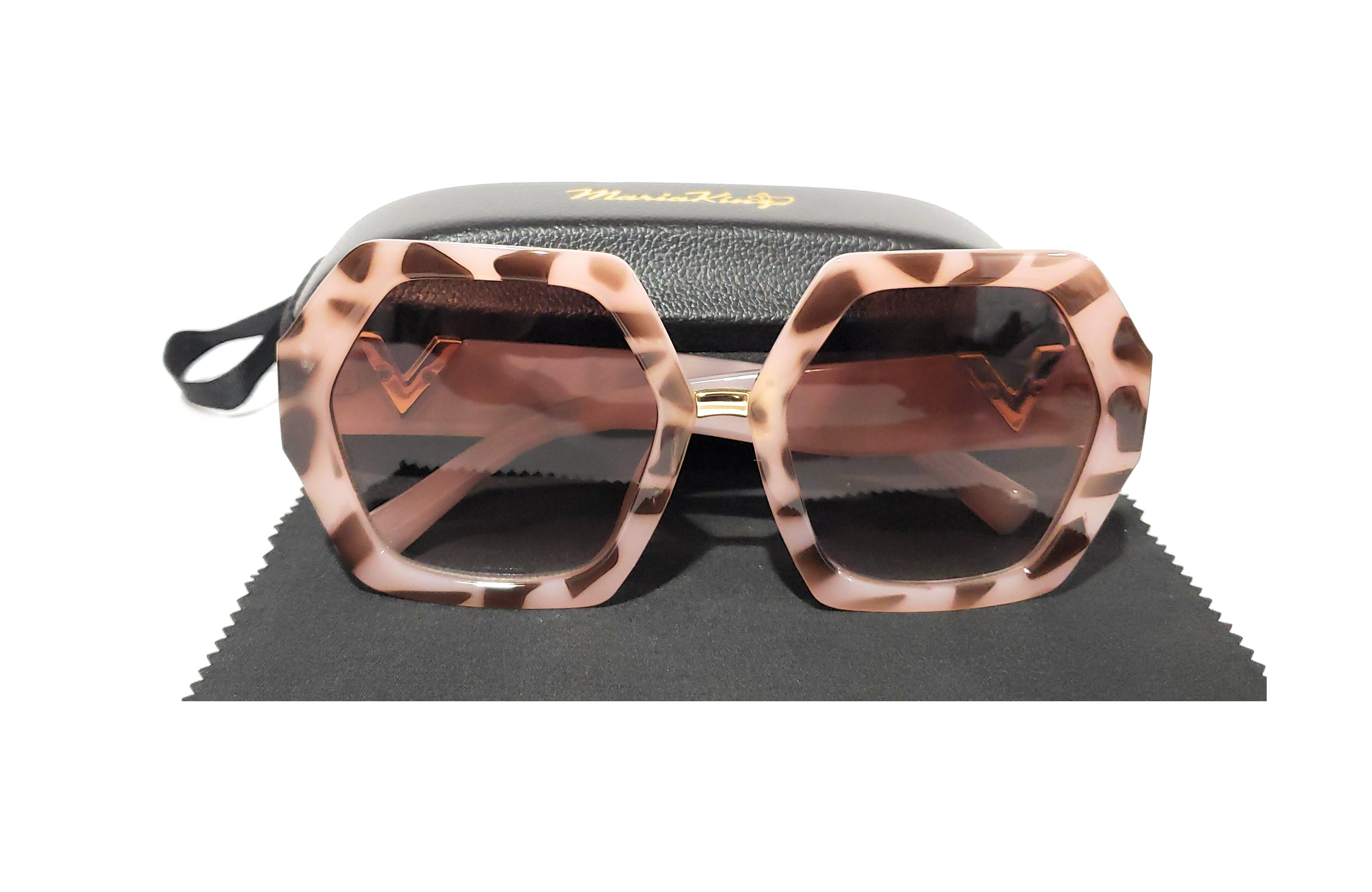 MariaKinz Sunglasses: Versa Cheetah Frame with Brown