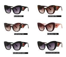 Load image into Gallery viewer, MariaKinz Sunglasses: Versa Jewel Black Frame Gray Gradient Lens, Oversized Cat Eye MariaKinz