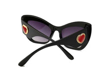 Load image into Gallery viewer, MariaKinz Sunglasses: Versa Jewel Black Frame Gray Gradient Lens, Oversized Cat Eye MariaKinz

