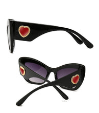 Load image into Gallery viewer, MariaKinz Sunglasses: Versa Jewel Black Frame Gray Gradient Lens, Oversized Cat Eye MariaKinz
