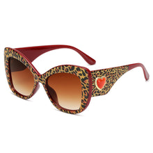 Load image into Gallery viewer, MariaKinz Sunglasses: Versa Jewel Leopard Brown Purple Gradient Lens, Oversized Cat Eye MariaKinz
