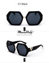 Load image into Gallery viewer, MariaKinz Sunglasses: Versa Noir Oversized Hexagonal Sunglasses MariaKinz