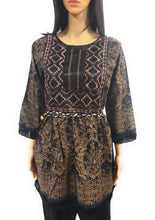 Load image into Gallery viewer, MariaKinz Tunics Ethnic Style One size Bohemian Tops Black-Bronze MariaKinz