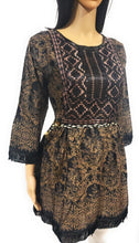 Load image into Gallery viewer, MariaKinz Tunics Ethnic Style One size Bohemian Tops Black-Bronze MariaKinz