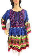 Load image into Gallery viewer, MariaKinz Tunics Ethnic Style One size Bohemian Tops Blue Pattern MariaKinz
