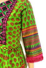 Load image into Gallery viewer, MariaKinz Tunics Ethnic Style One size Bohemian Tops Green Pattern MariaKinz