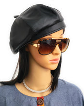 Load image into Gallery viewer, MariaKinz Women Faux Leather Fine Quality Black Beret Hat MariaKinz
