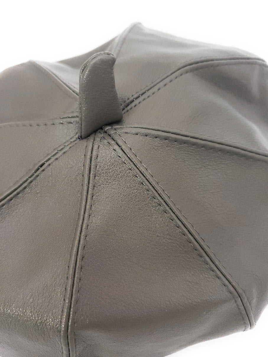MariaKinz Women Faux Leather Fine Quality Gray Beret Hat